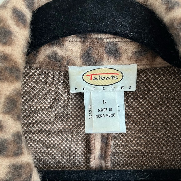 Talbots Leopard Print Merino Wool Long Sleeve Bling Button Blazer/Jacket Sz PL - Picture 10 of 13
